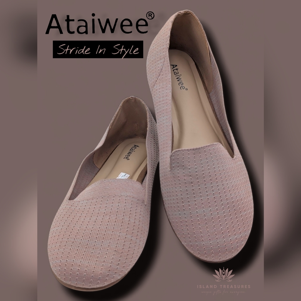 Ataiwee Blush Pink Flats Size 12 Women Flexible Cushion Insoles Slip-On Loafers